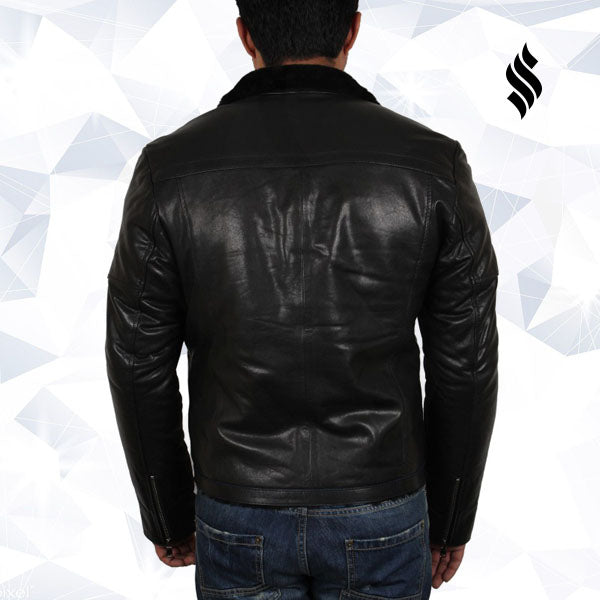 Men's Black Shearling Sheepskin Jacket