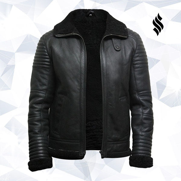 Men's Black Sheepskin Flying Jacket