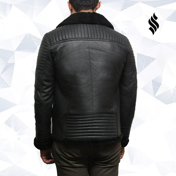 Men's Black Sheepskin Flying Jacket