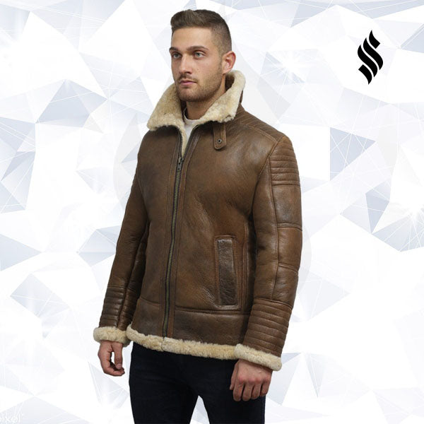 Men's Brown Sheepskin Flying Jacket