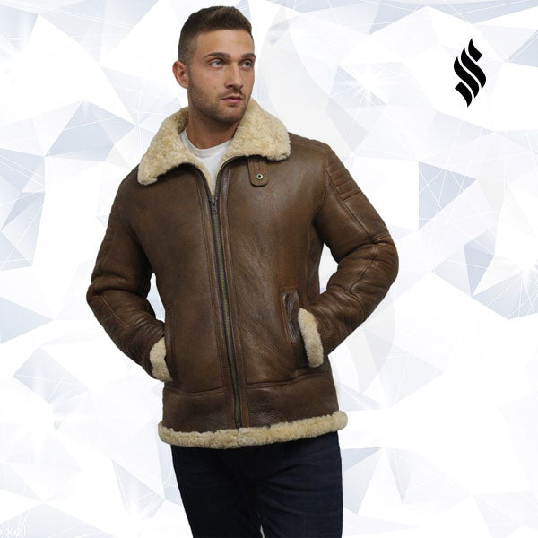 Men's Brown Sheepskin Flying Jacket