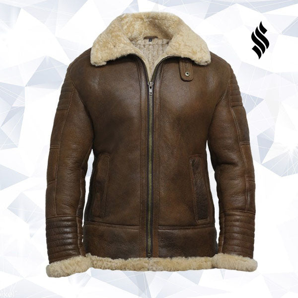 Men's Brown Sheepskin Flying Jacket