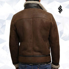 Men's Brown Genuine Shearling Sheepskin Leather Jacket Vintage