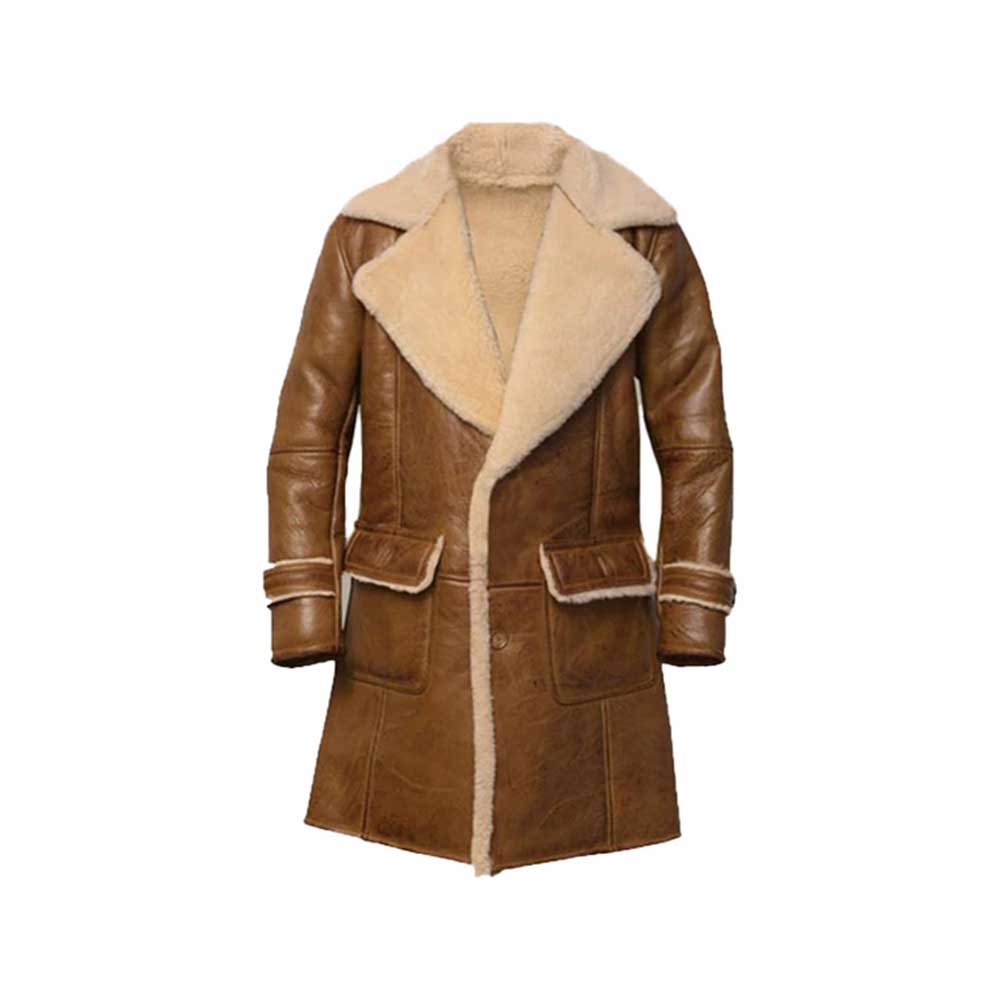 Men Brown Shearling Leather Coat