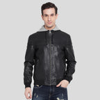 Brice Black Hooded Leather Jacket