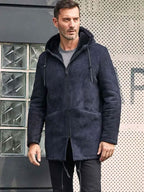 Leather Jacket Warm Wool Overcoat Long Winter Outwear Hooded Sheepskin Parkas