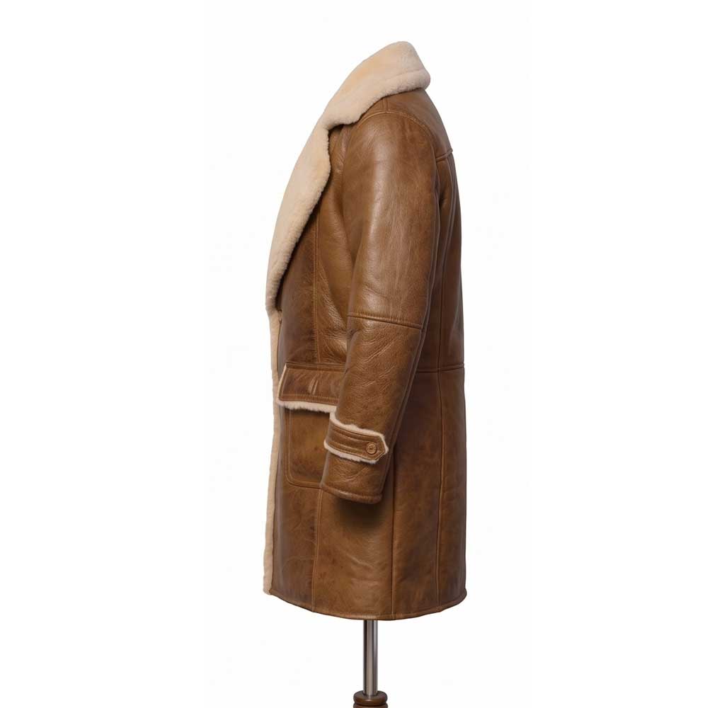 Men Brown Shearling Leather Coat