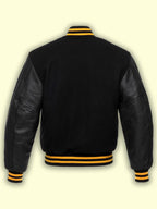 Jet Black Wool Varsity Jacket