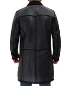 Mens Premium Black Shearling Winter Leather Coat