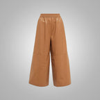 Women Soft Sheepskin Brown leather pants