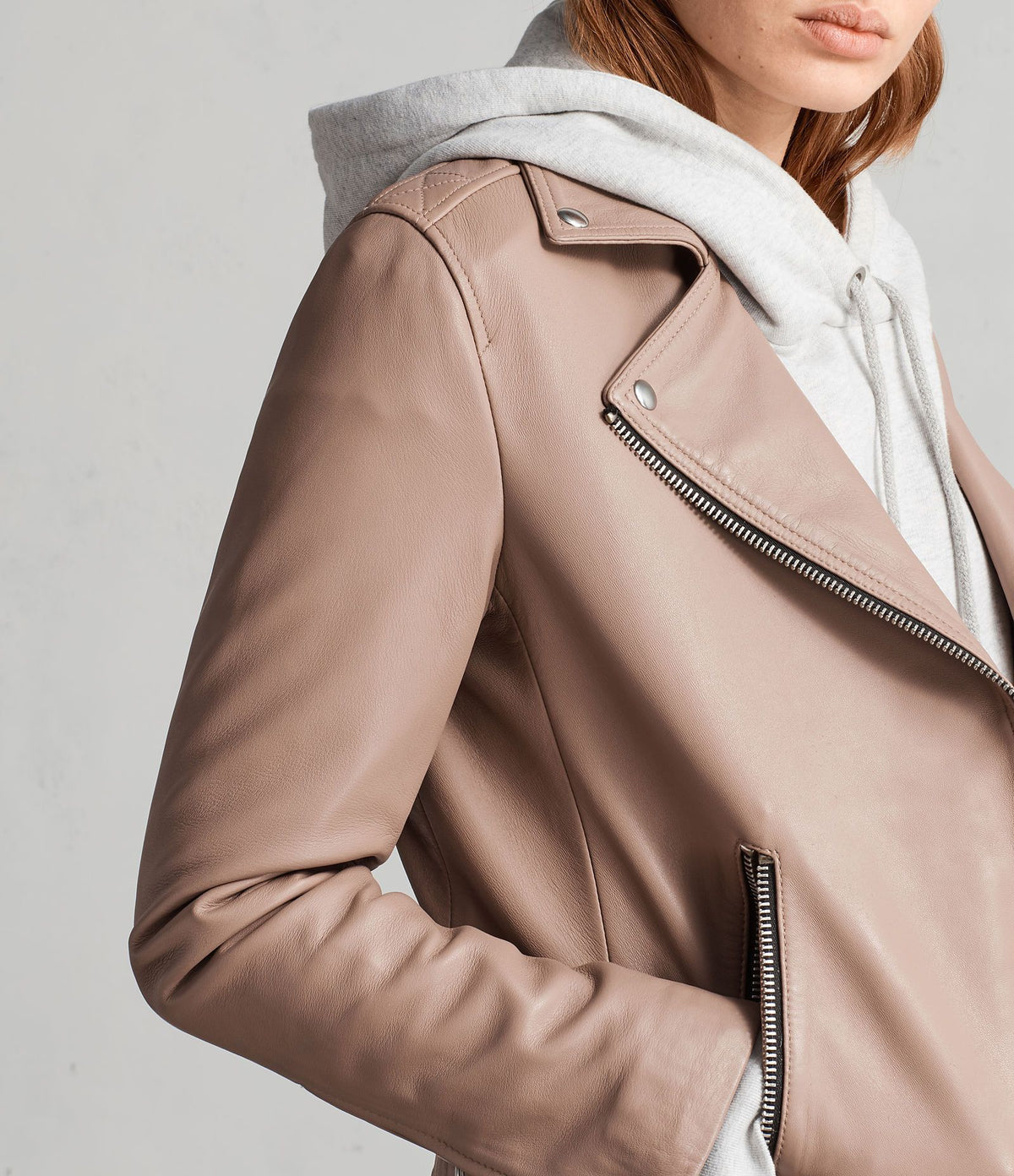 Emily Beige Motorcycle Leather Jacket